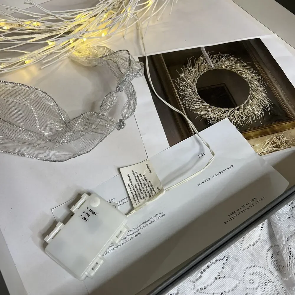 Restoration Hardware Winter Wonderland 24” Warm White Starry Lighted Wreath Box